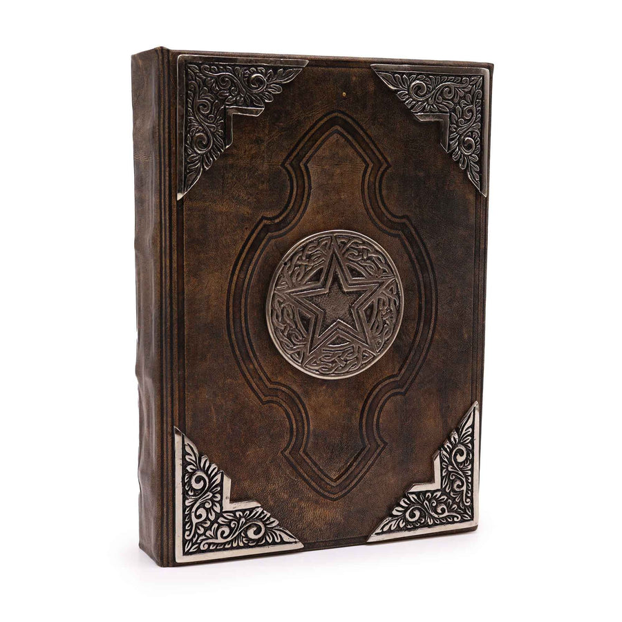 Zinc Pentagon Leather Grimoire — 200 Pages