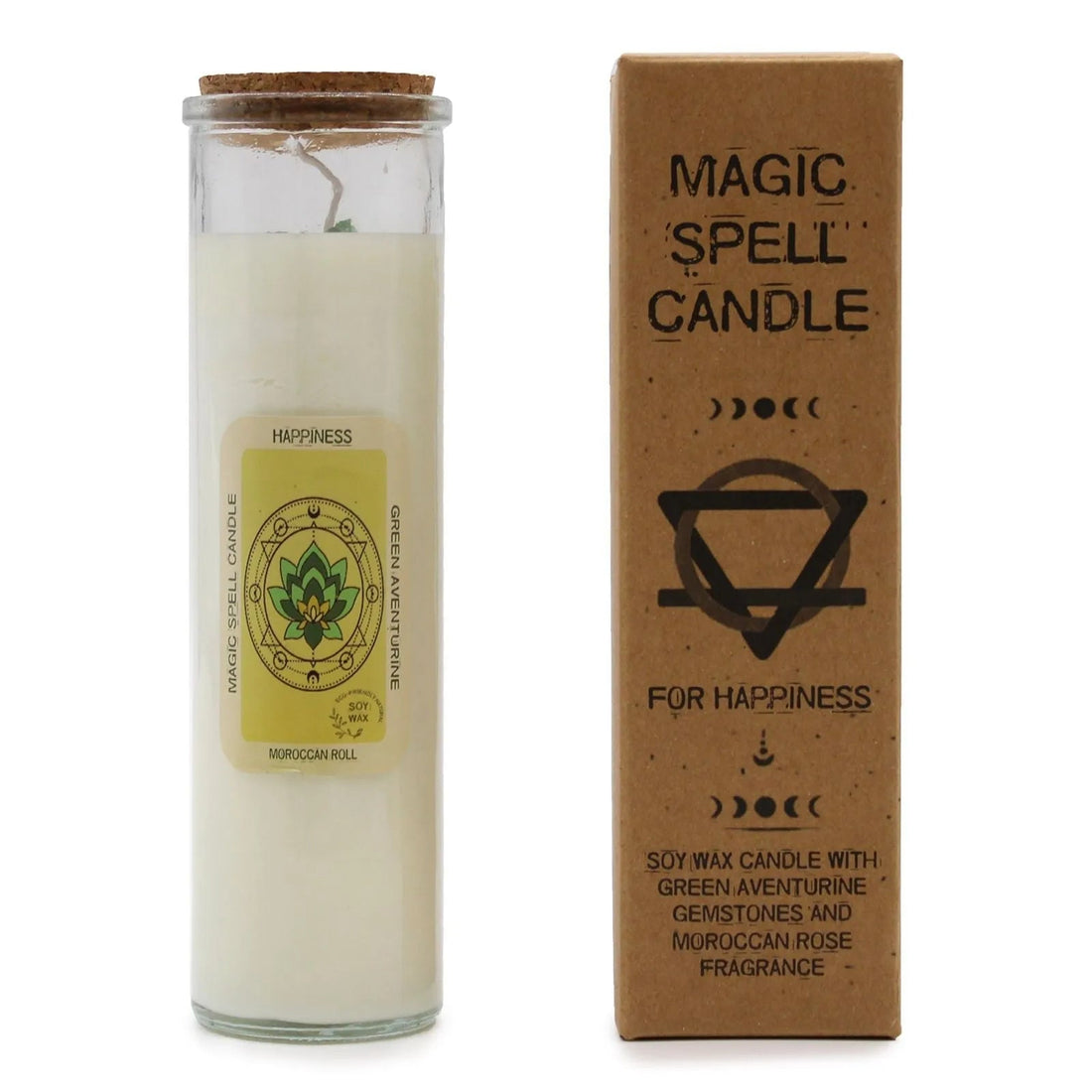 Happiness Magic Spell Candle and its presentation