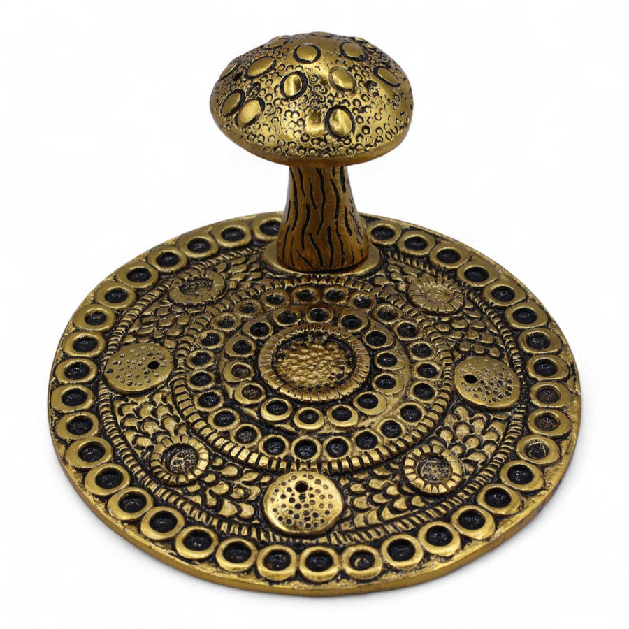 Mushroom Plate – Brass Effect – Incense Holder - Incense Holder - SIXTH HOUSE
