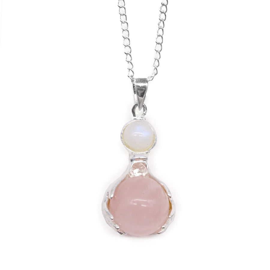 Rose Quartz Gemstone Hand Pendant Necklace - Gemstone Necklace - SIXTH HOUSE