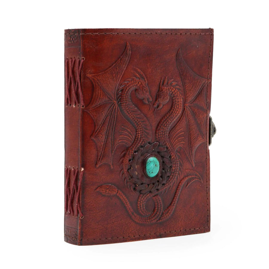 Two Dragons Leather Grimoire — 200 Pages - Leather Notebooks – Vintage Style Journals - SIXTH HOUSE