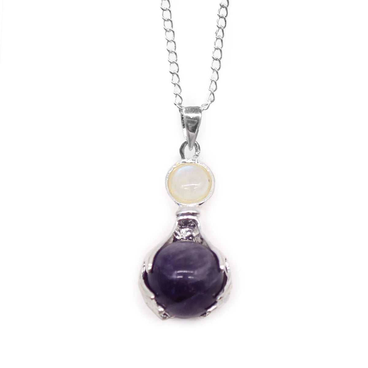 Amethyst Gemstone Hand Pendant Necklace