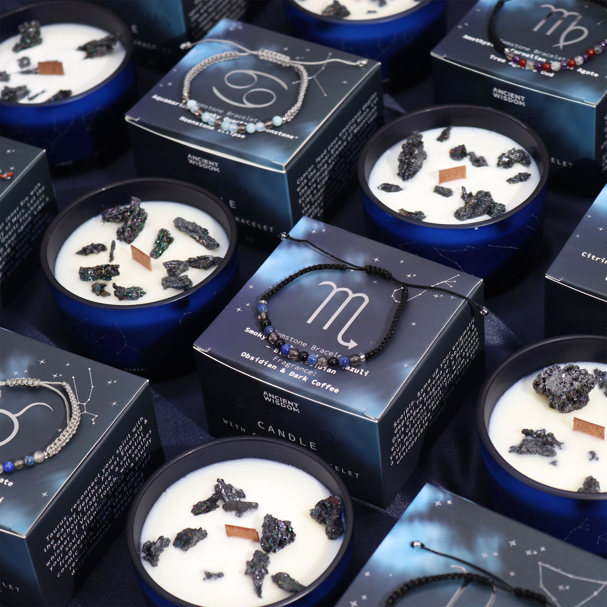 Pisces Zodiac Crystal Candle & Gemstone Bracelet