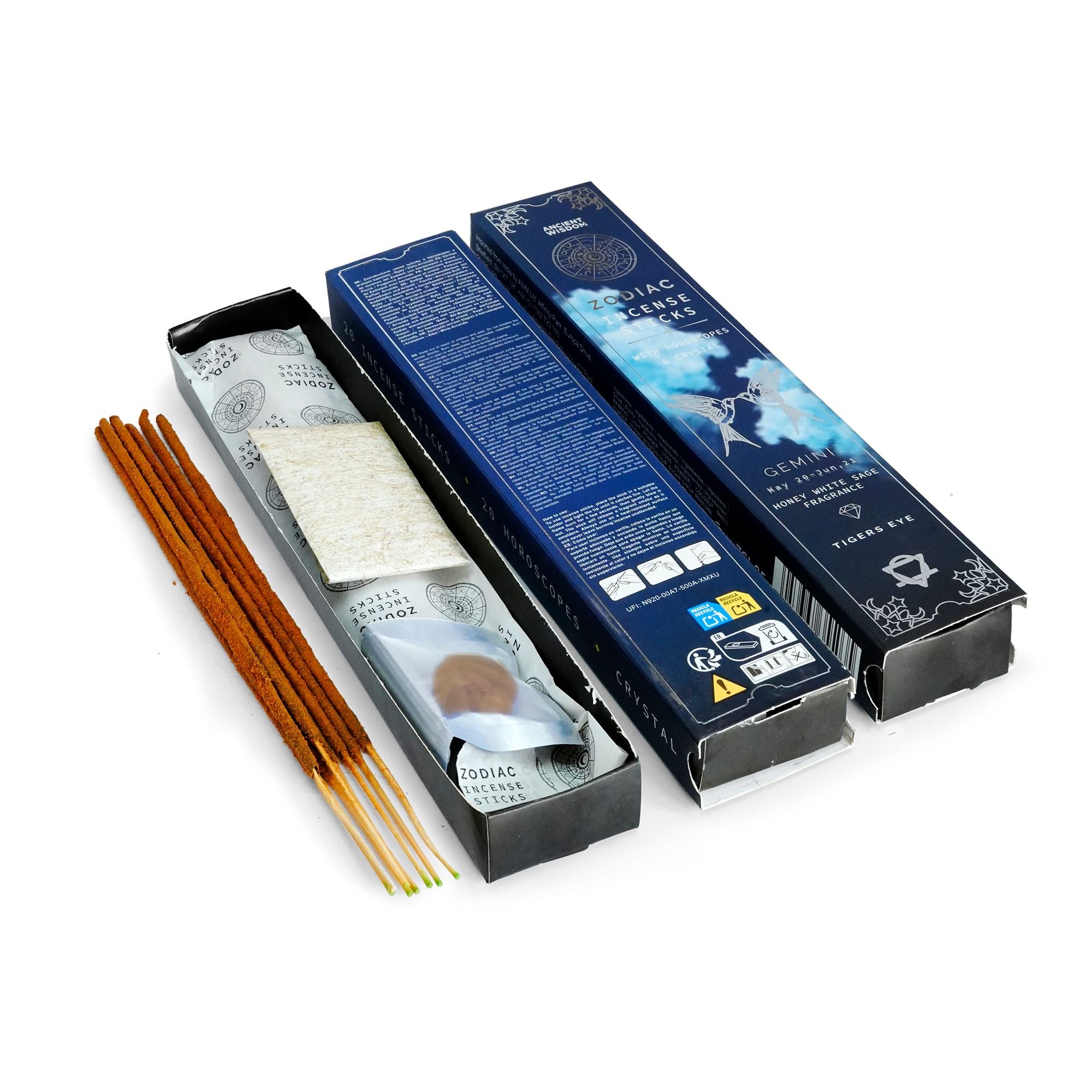 Gemini Zodiac Crystal Incense — Honey & White Sage