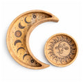 Carved Moon & Sun Wooden Tray Set