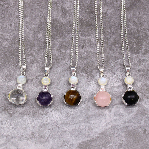 Clear Quartz Gemstone Hand Pendant Necklace