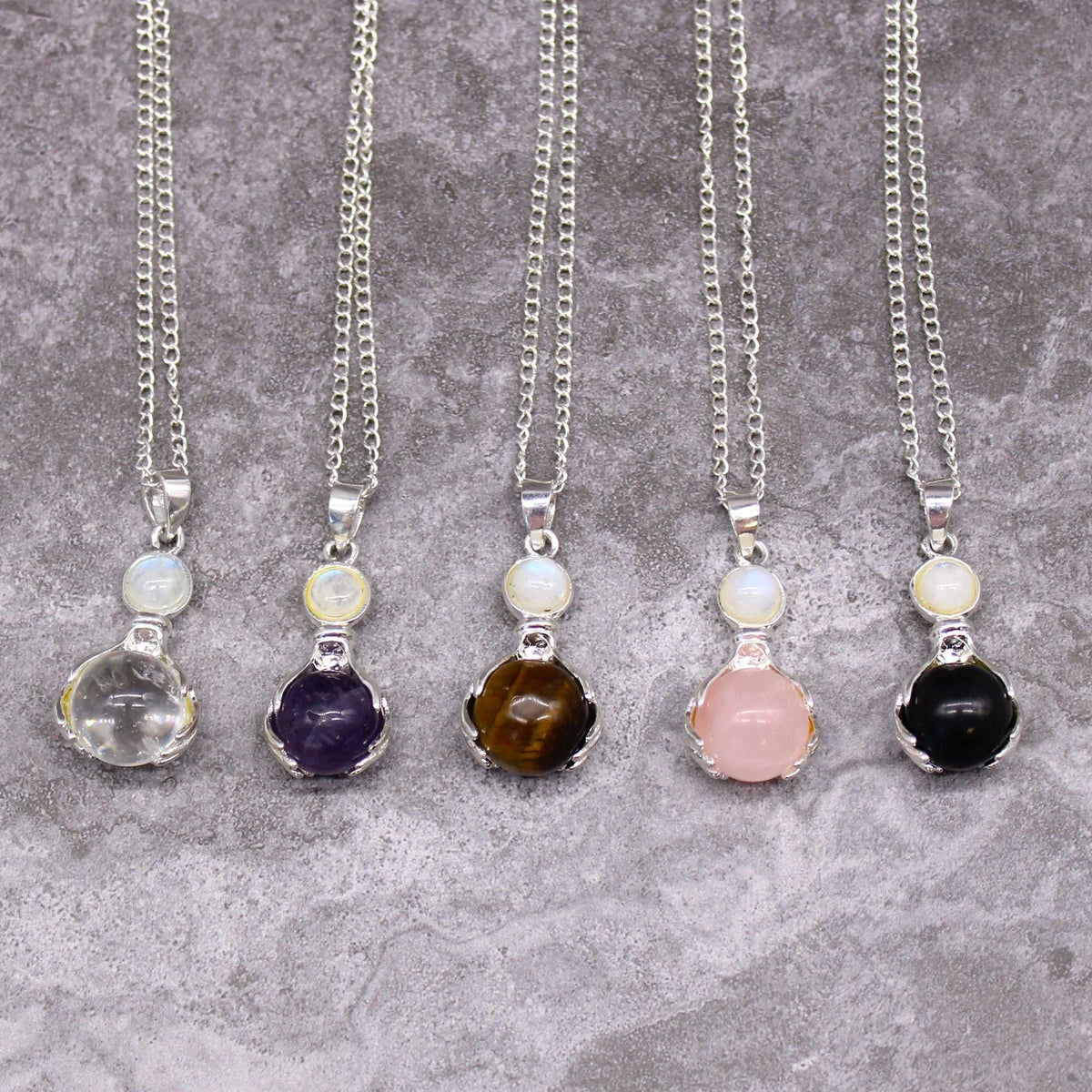 Amethyst Gemstone Hand Pendant Necklace