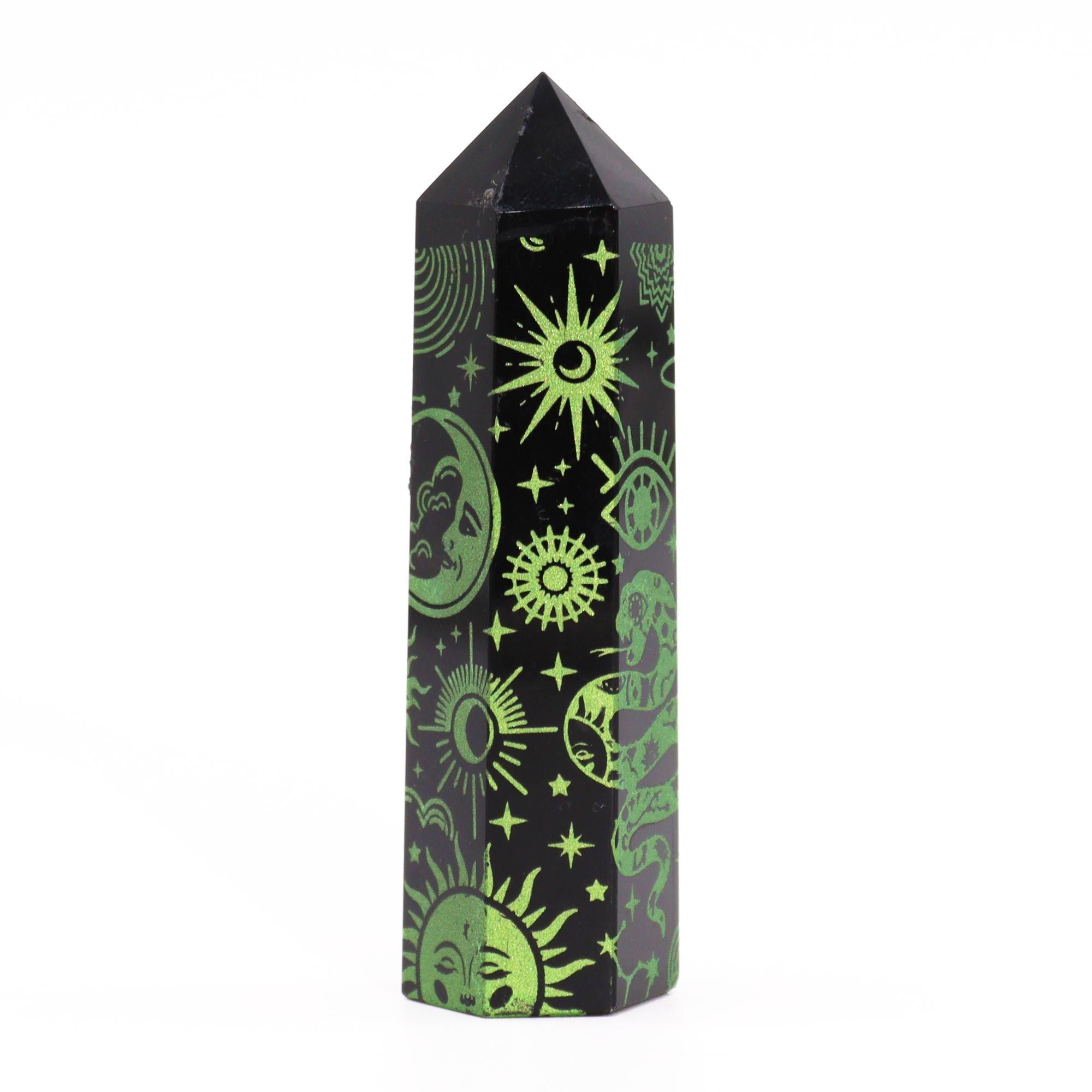 Black Obsidian Celestial Point — Forest Green