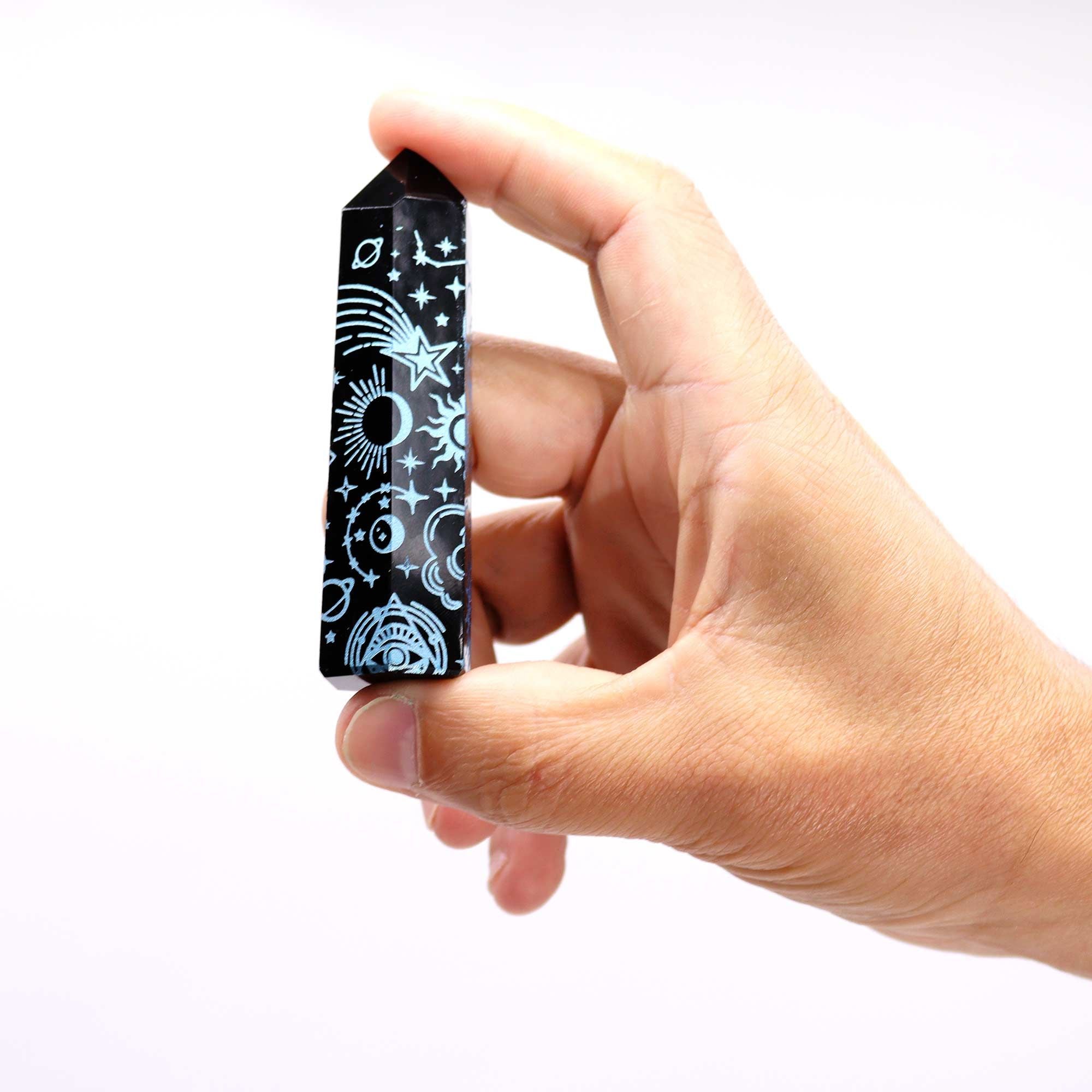 Black Obsidian Celestial Point — Sky Blue