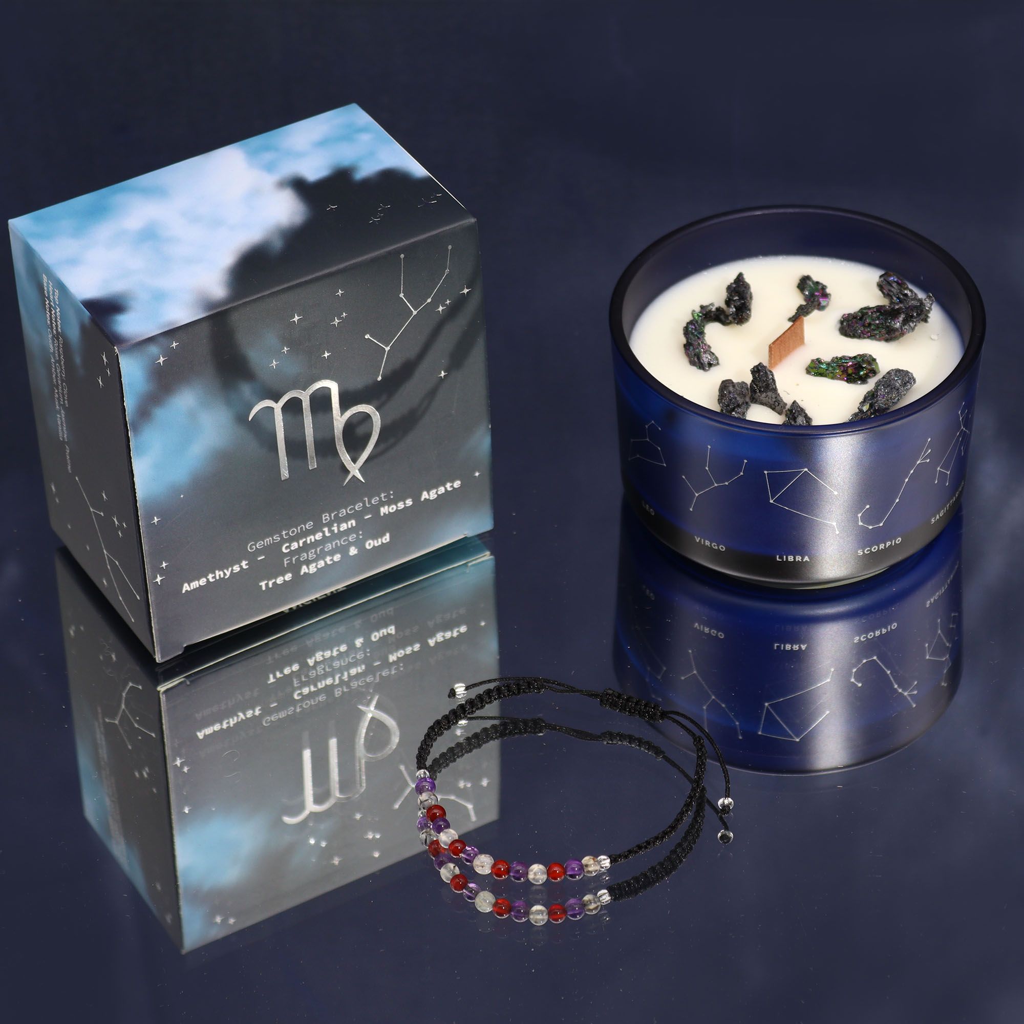 Virgo Zodiac Crystal Candle & Gemstone Bracelet