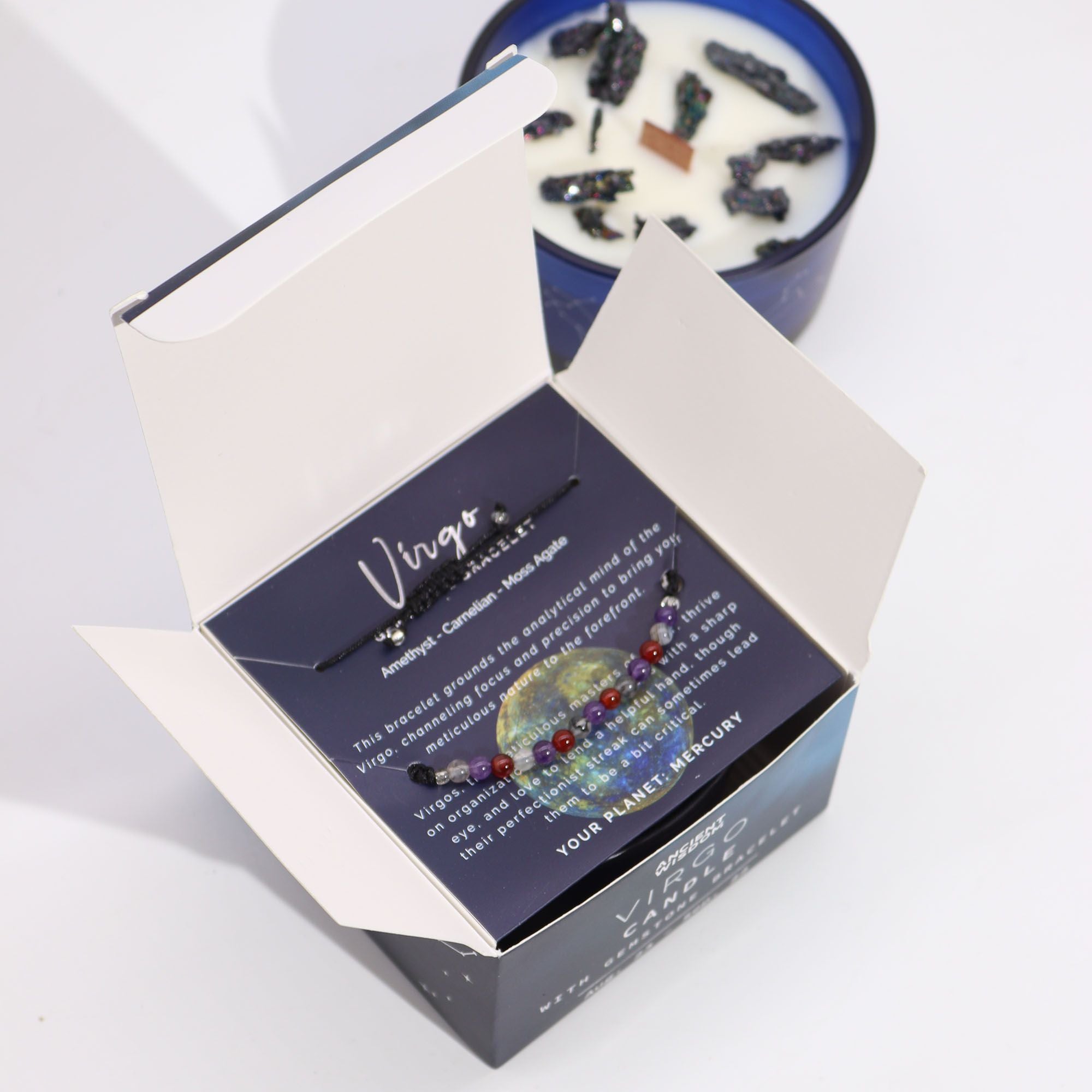 Virgo Zodiac Crystal Candle & Gemstone Bracelet