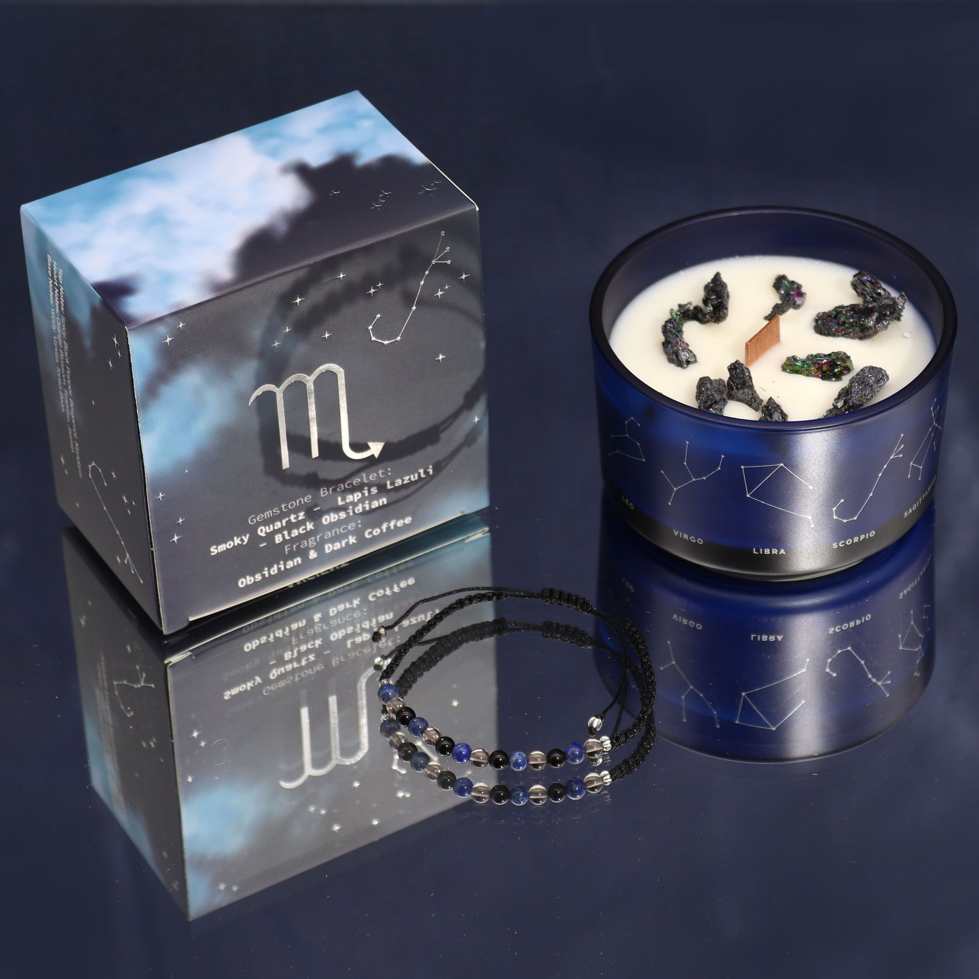 Scorpio Zodiac Crystal Candle & Gemstone Bracelet