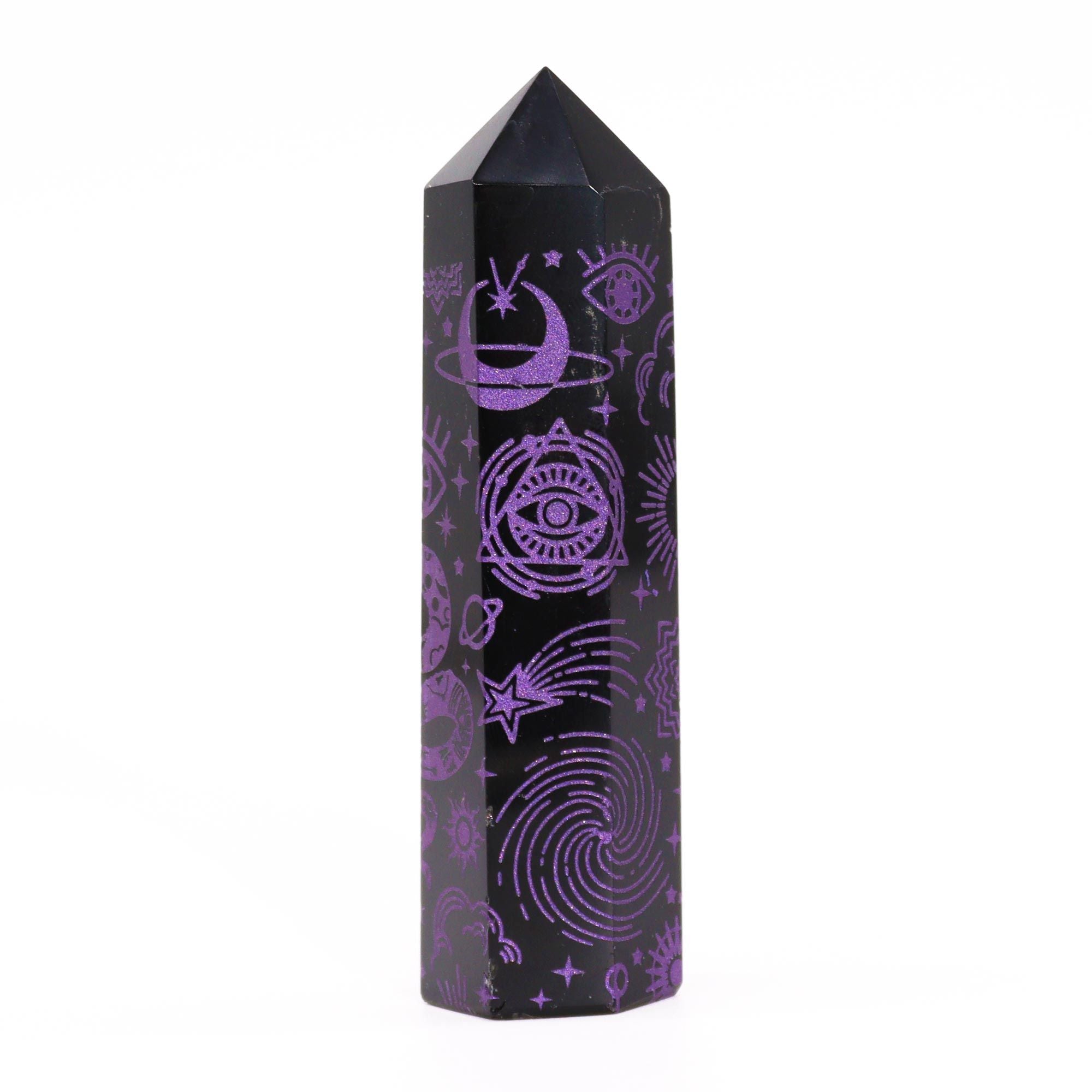 Black Obsidian Celestial Point — Deep Purple