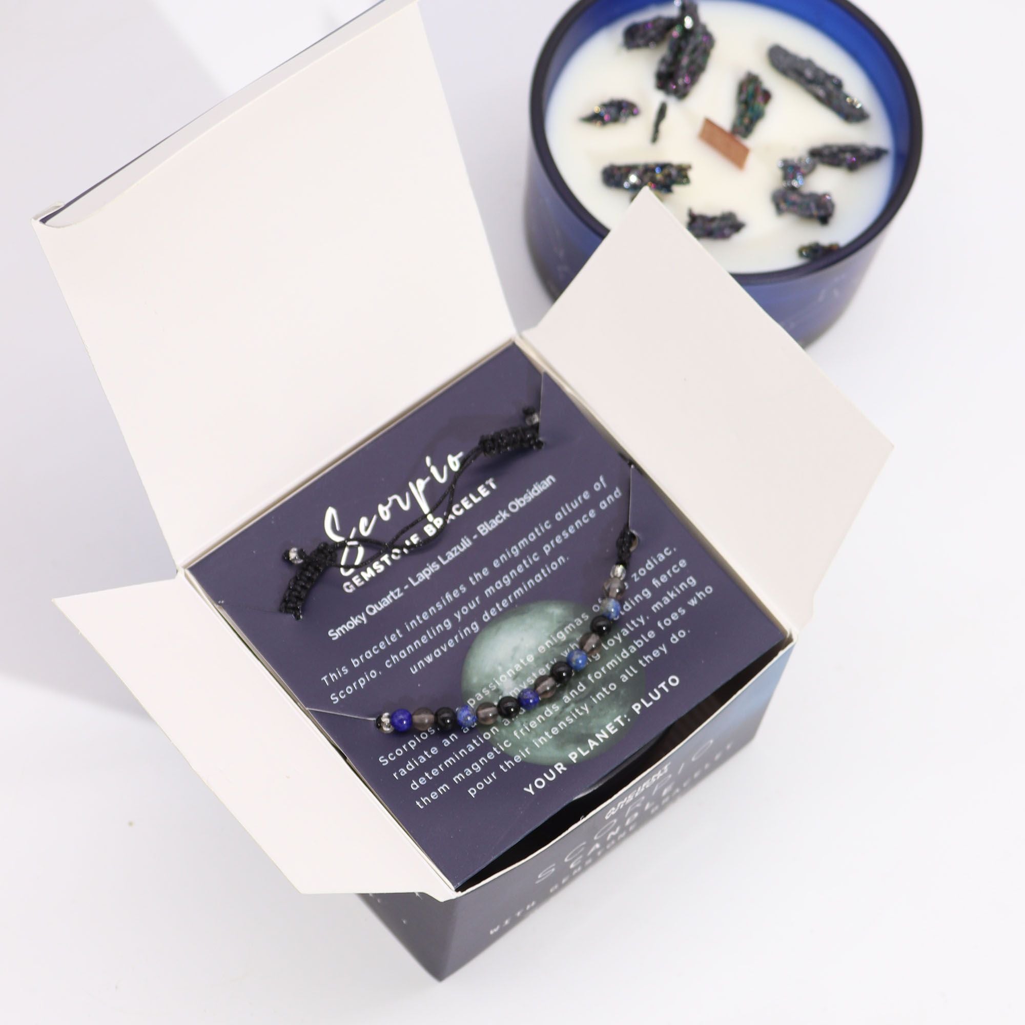 Scorpio Zodiac Crystal Candle & Gemstone Bracelet
