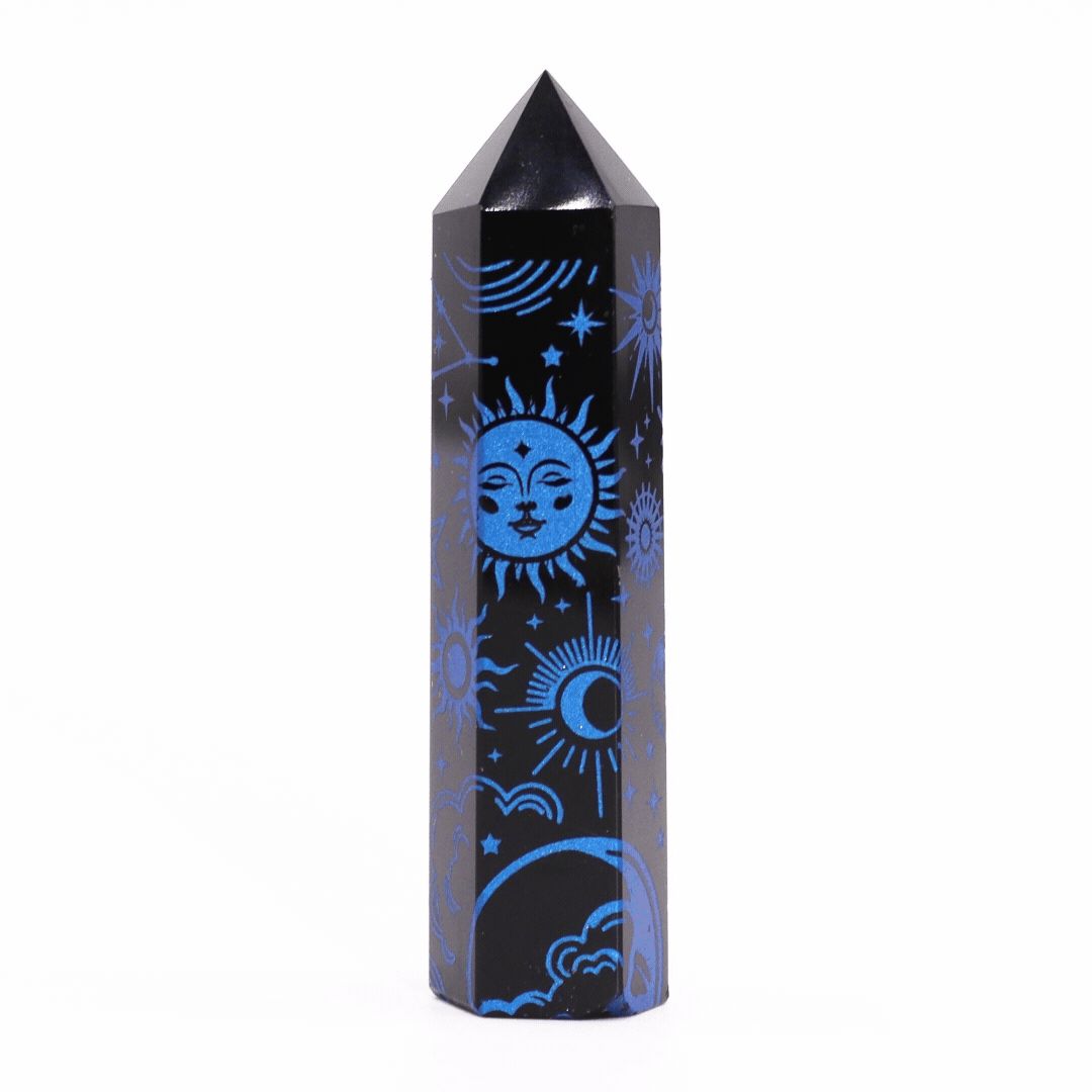 Black Obsidian Celestial Point — Midnight Blue