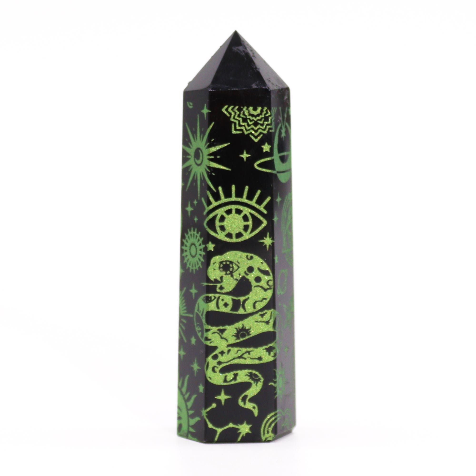 Black Obsidian Celestial Point — Forest Green