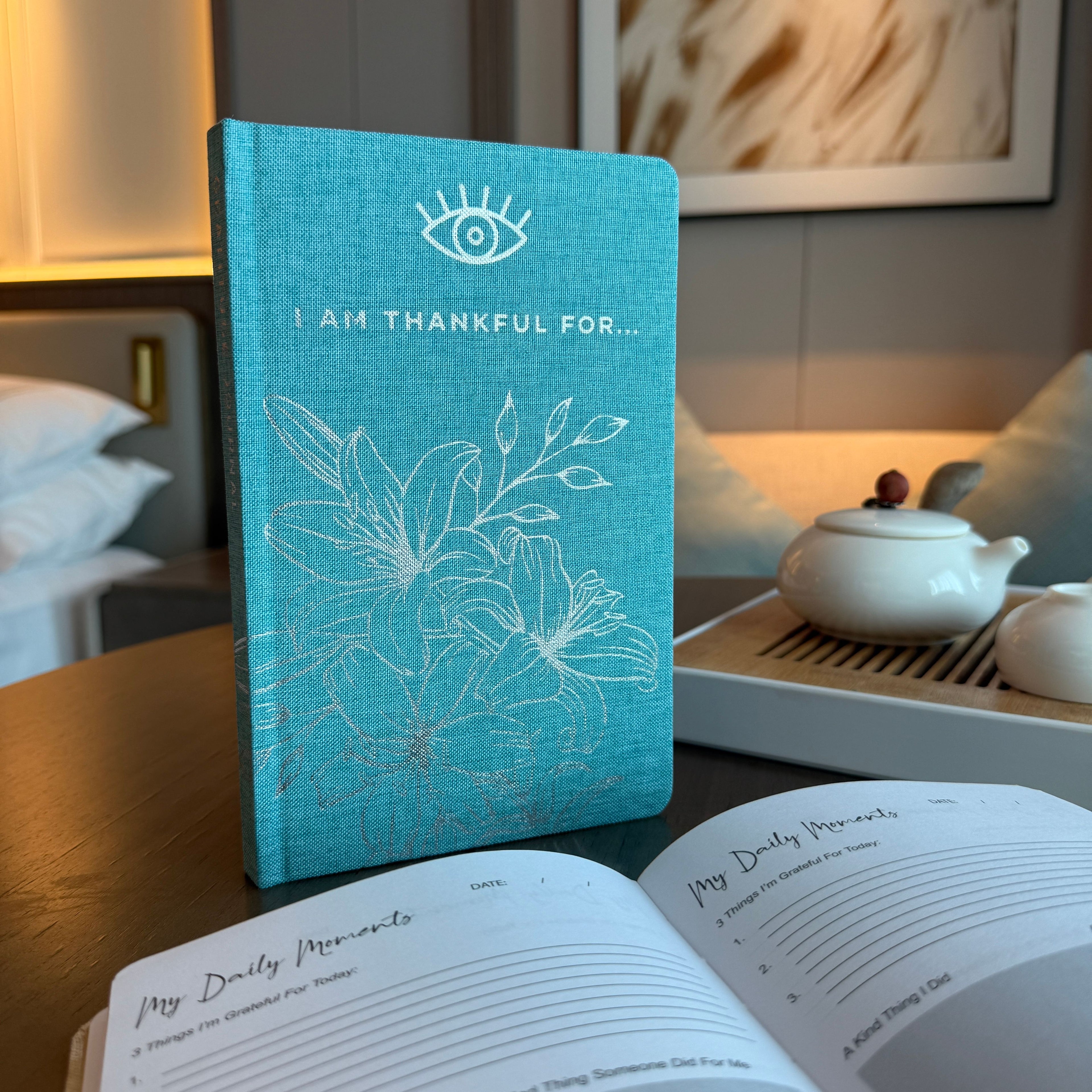 Blue Botanical Gratitude Journal — 120 Pages