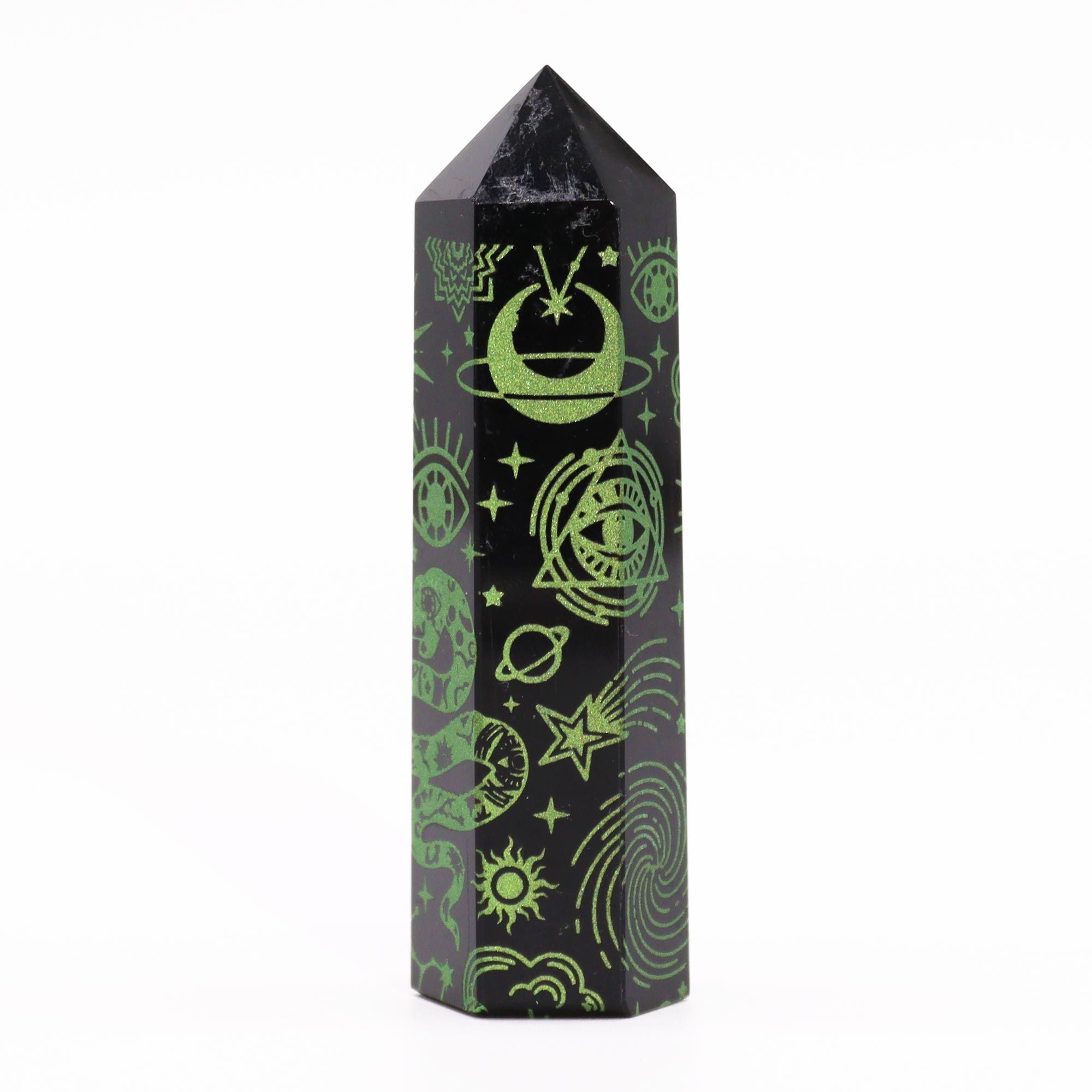 Black Obsidian Celestial Point — Forest Green