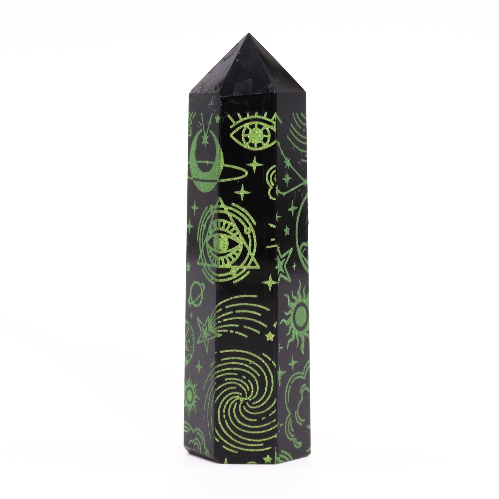 Black Obsidian Celestial Point — Forest Green