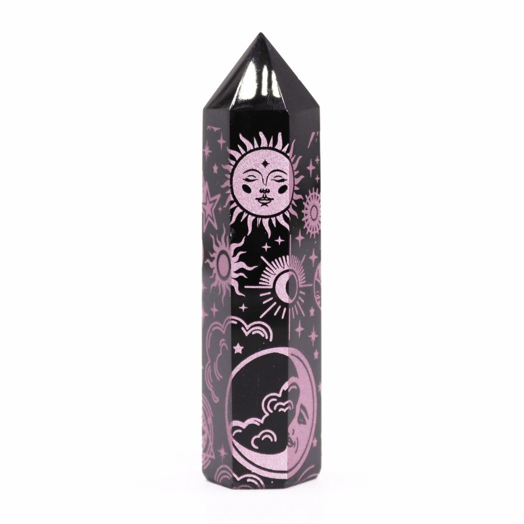 Black Obsidian Celestial Point — Rose Pink