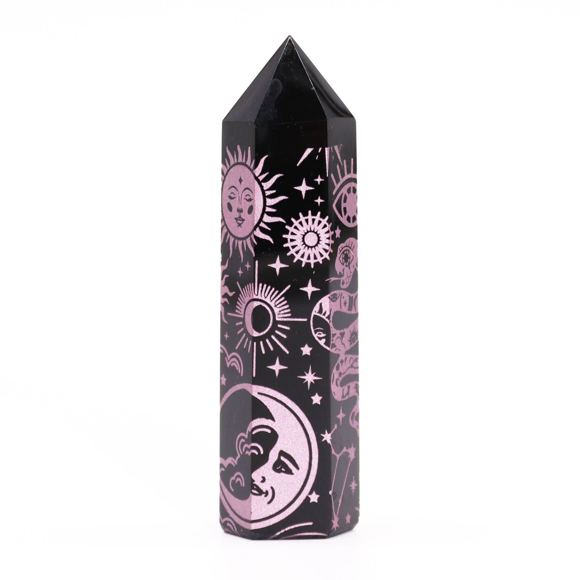 Black Obsidian Celestial Point — Rose Pink