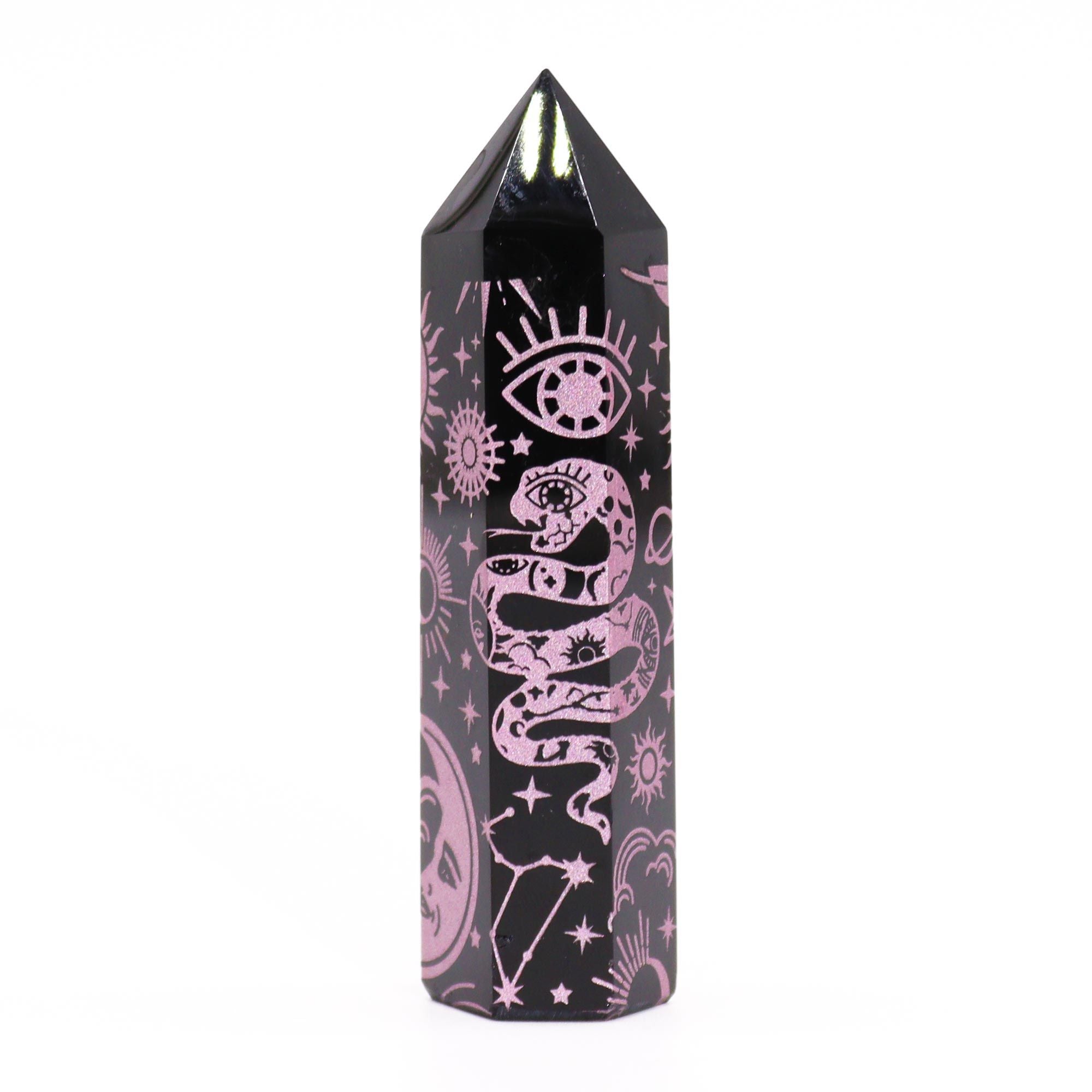 Black Obsidian Celestial Point — Rose Pink