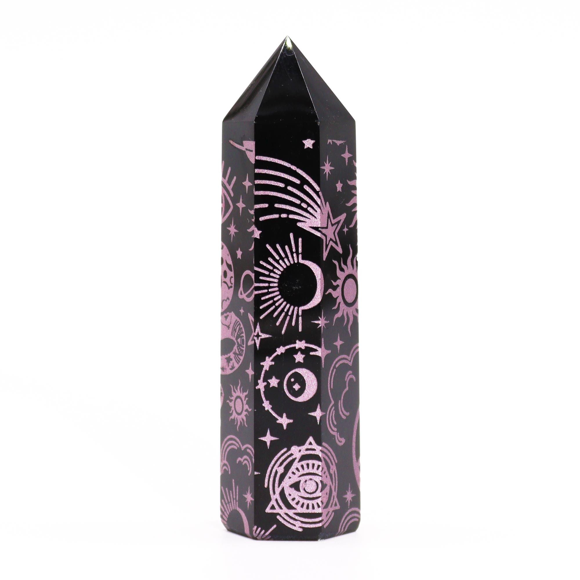 Black Obsidian Celestial Point — Rose Pink