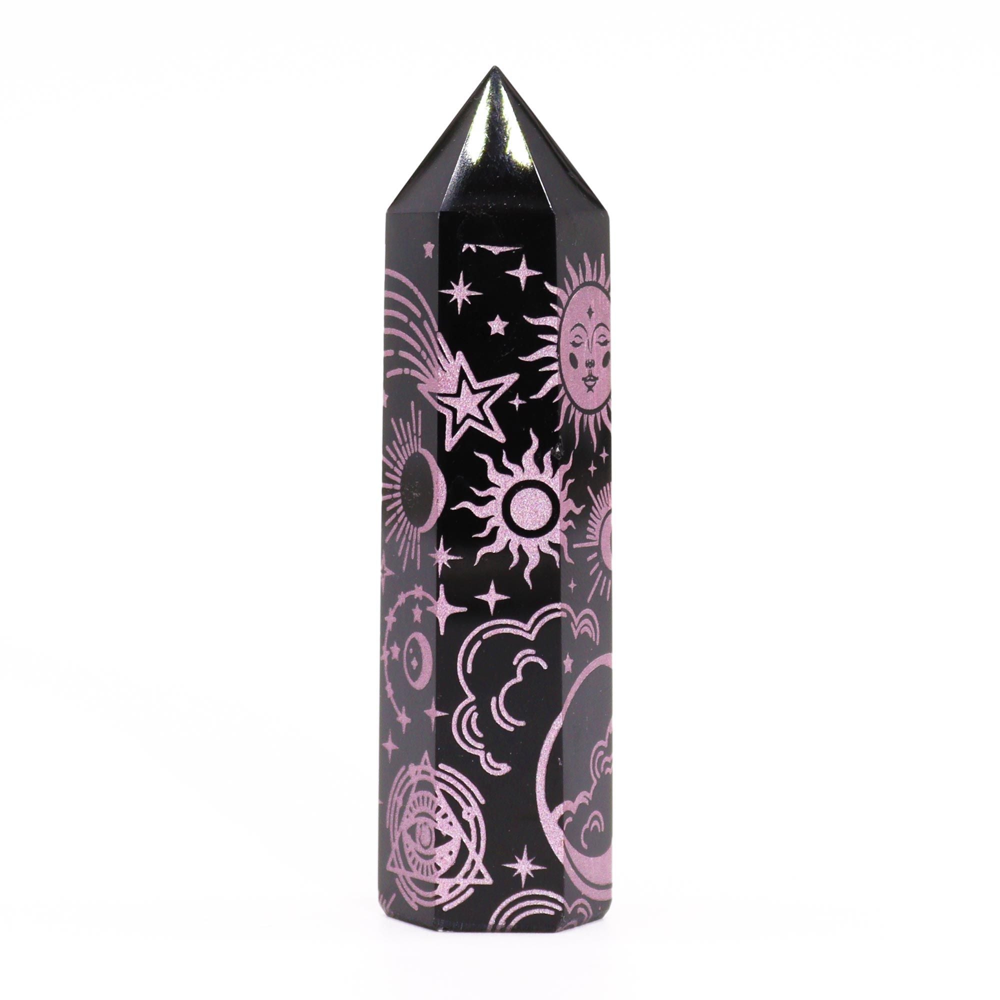 Black Obsidian Celestial Point — Rose Pink