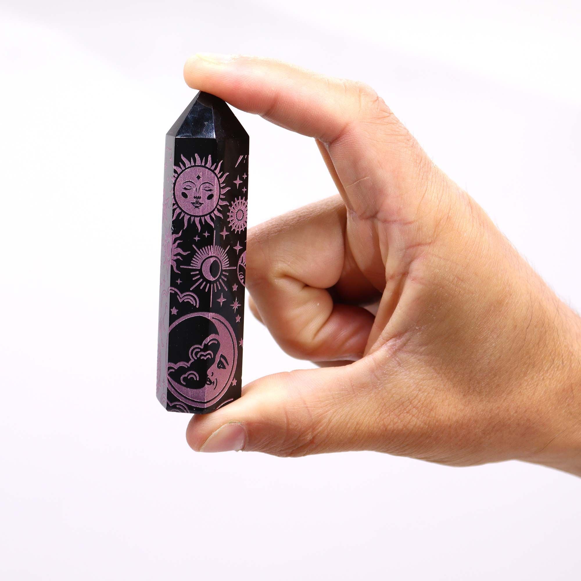 Black Obsidian Celestial Point — Rose Pink