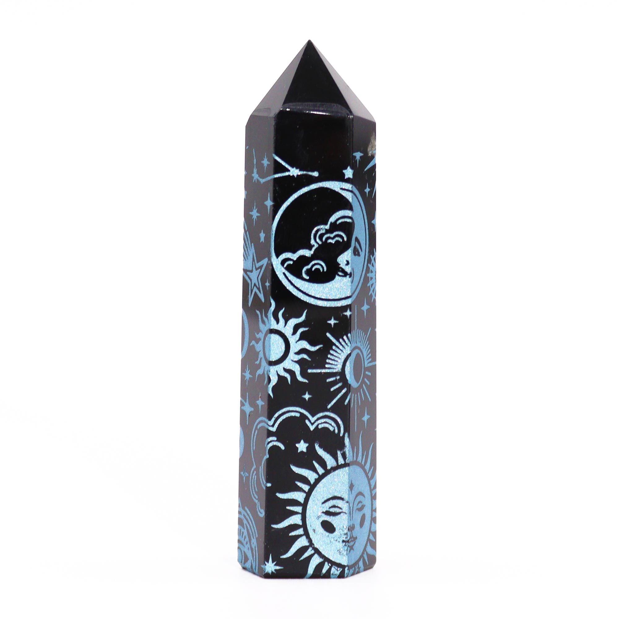 Black Obsidian Celestial Point — Sky Blue