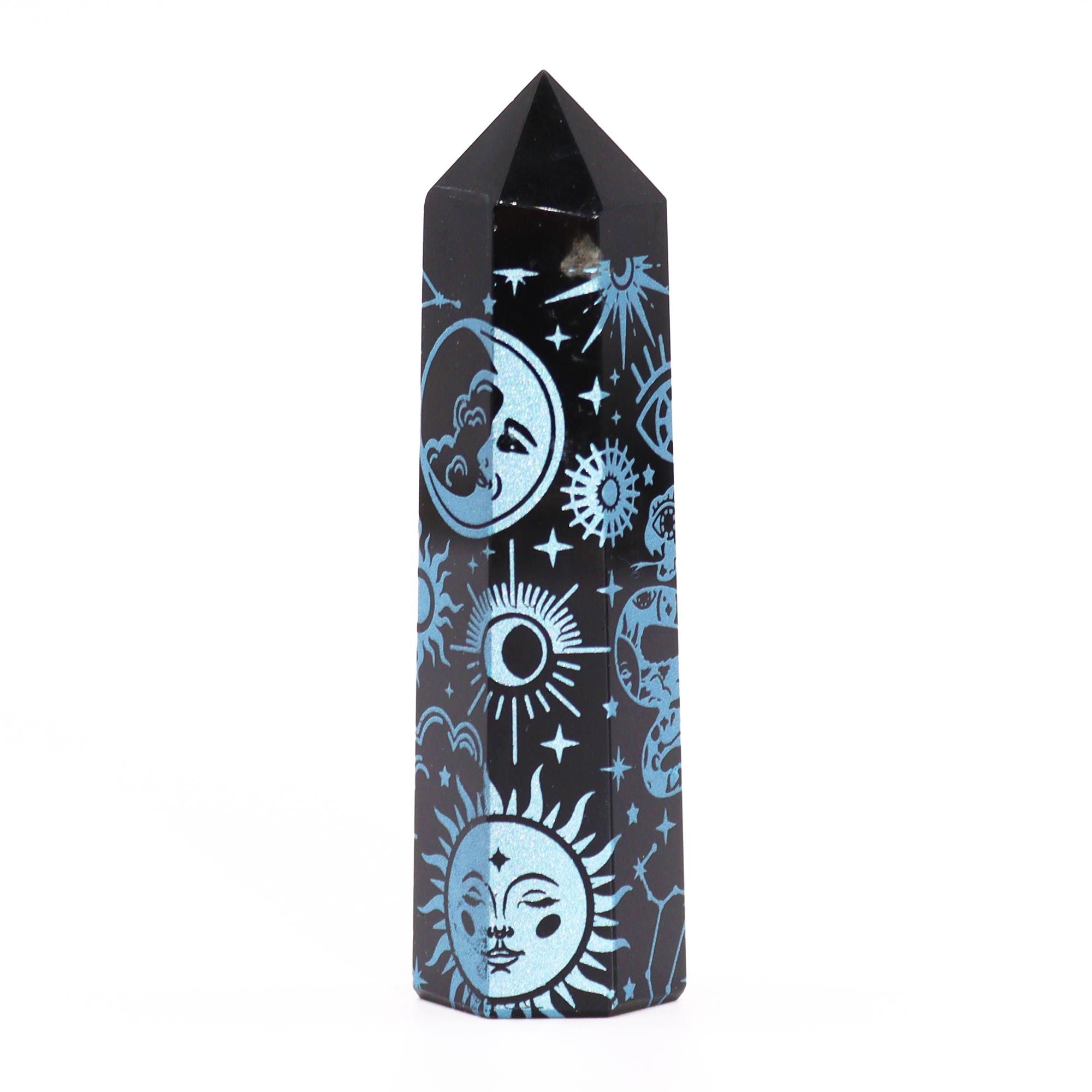 Black Obsidian Celestial Point — Sky Blue