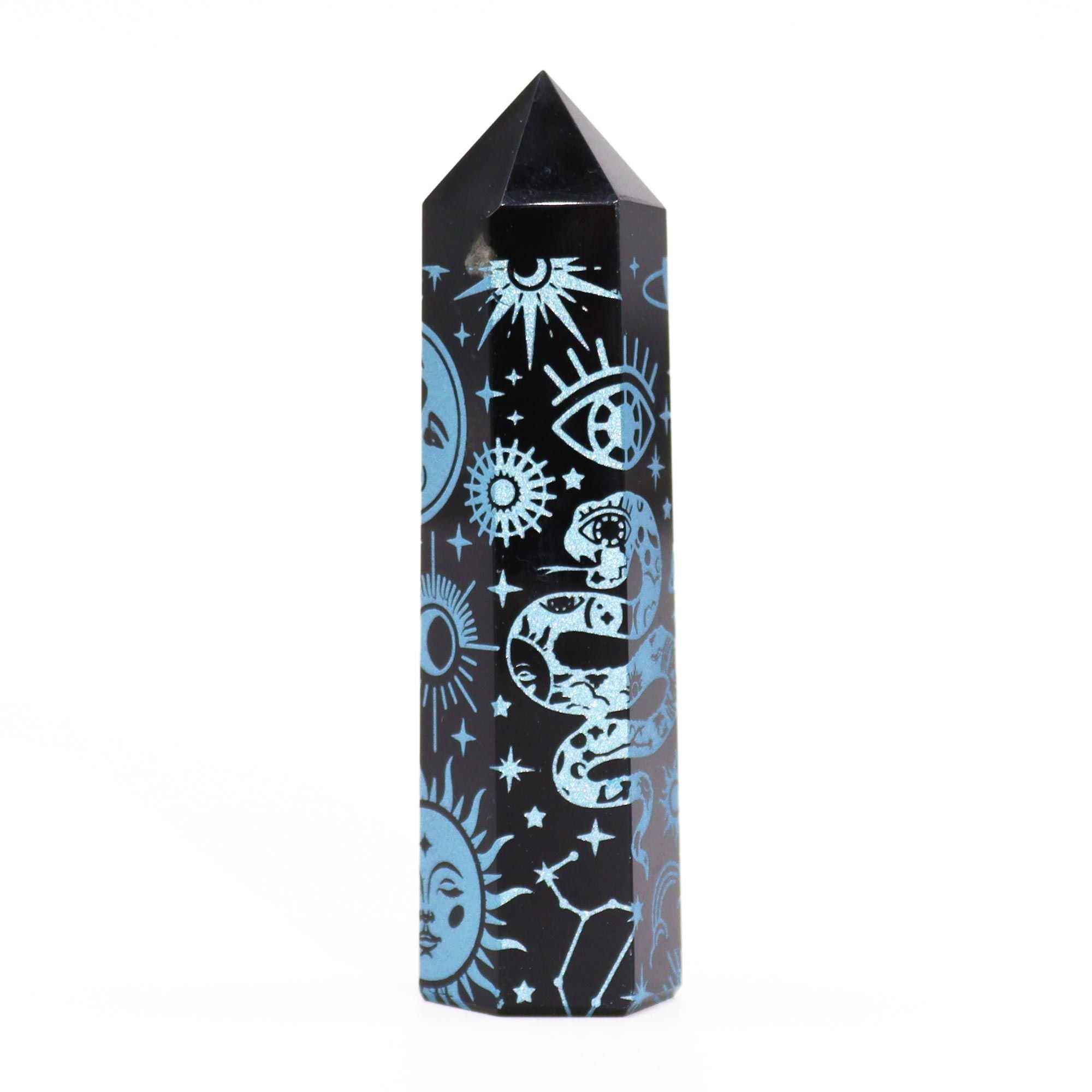 Black Obsidian Celestial Point — Sky Blue