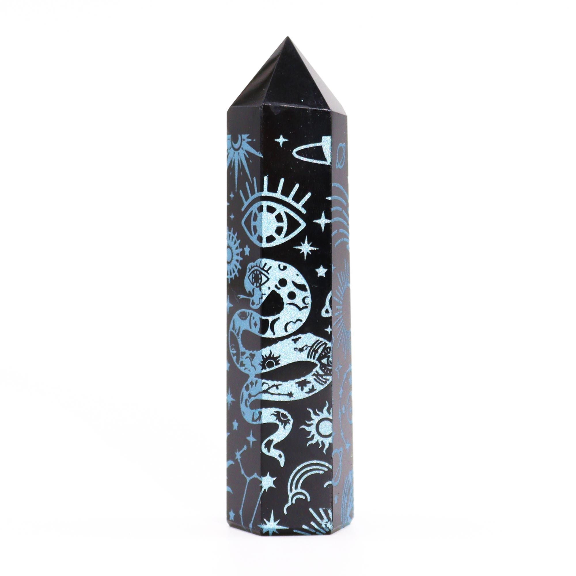 Black Obsidian Celestial Point — Sky Blue