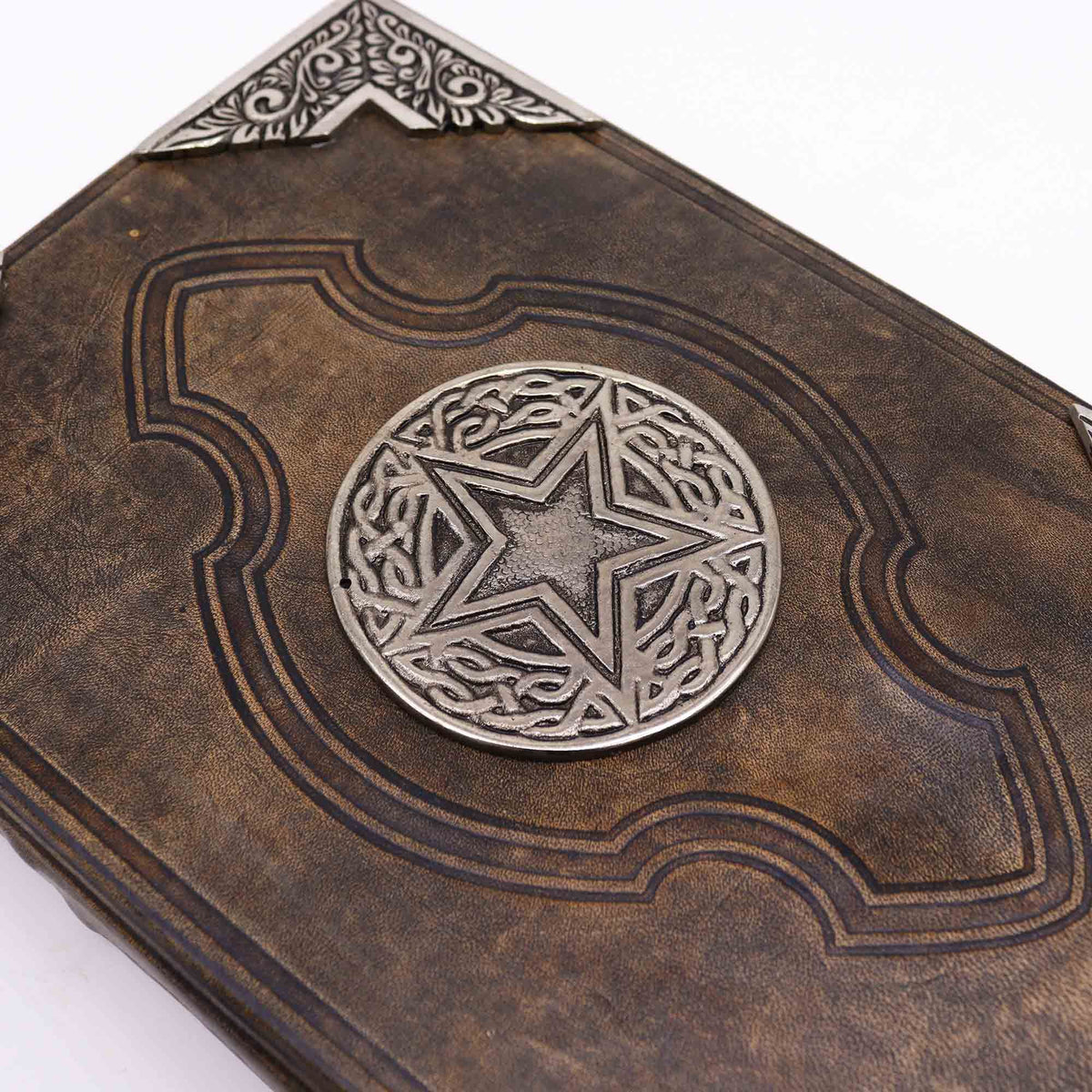 Zinc Pentagon Leather Grimoire — 200 Pages