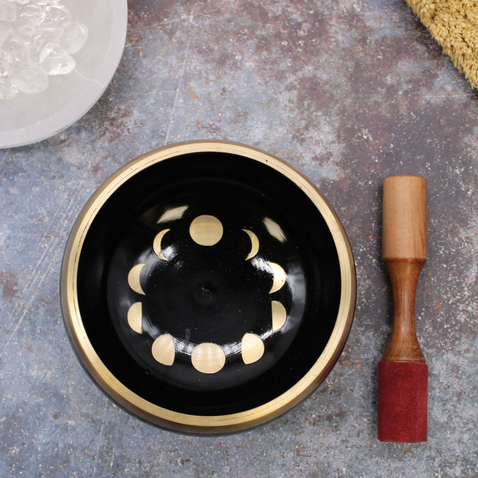 Moon Phase Singing Bowl Set — Black & Gold