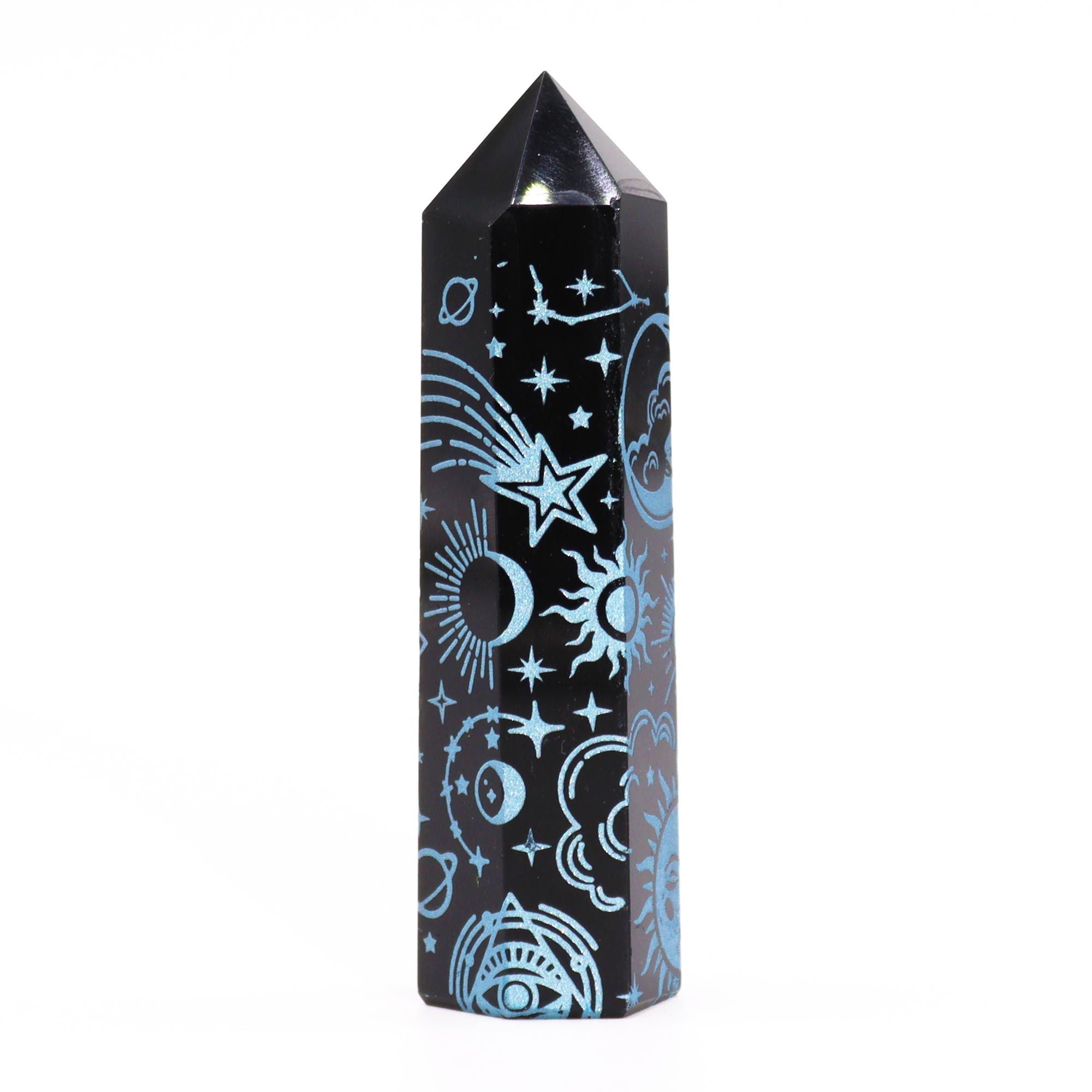 Black Obsidian Celestial Point — Sky Blue