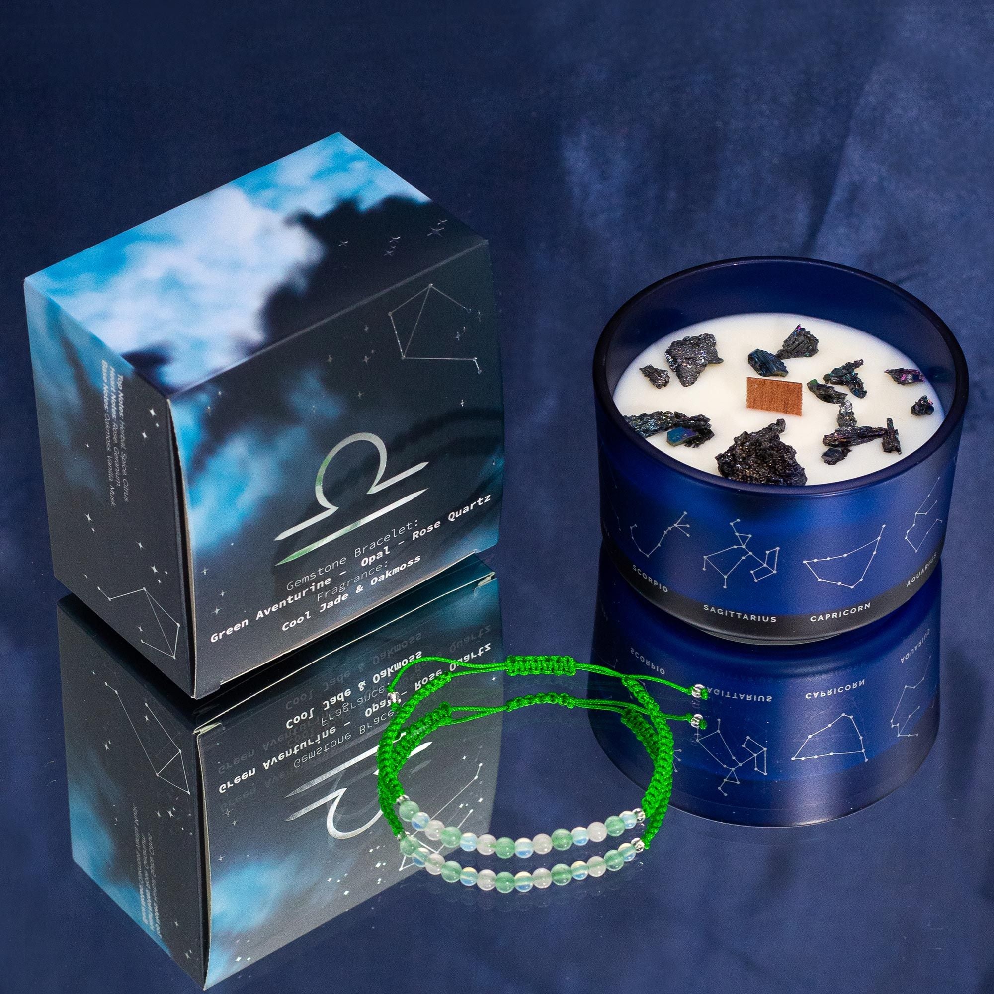 Libra Zodiac Crystal Candle & Gemstone Bracelet