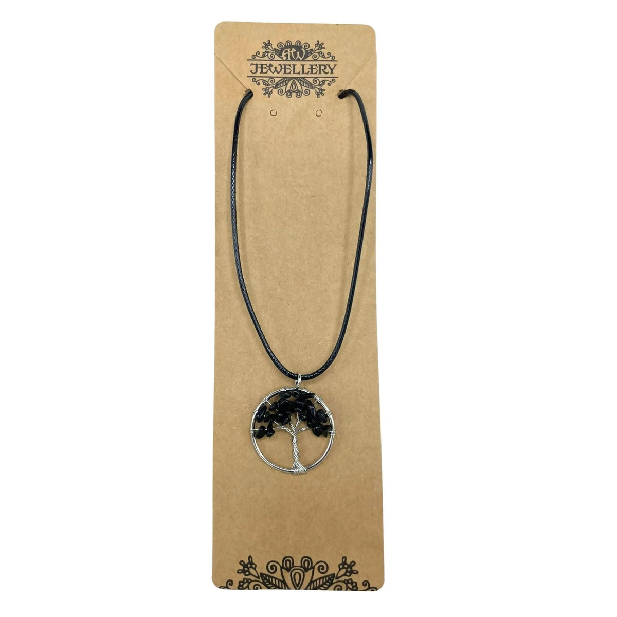 Black Agate Tree of Life Gemstone Necklace - Gemstone Necklace - SIXTH HOUSE