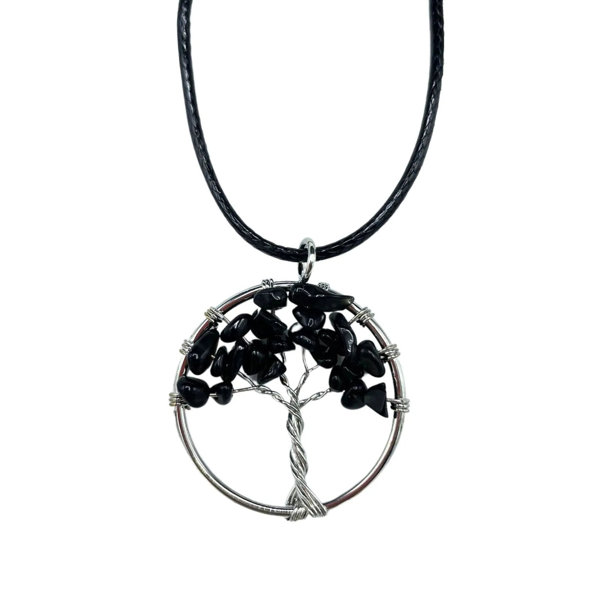 Black Agate Tree of Life Gemstone Necklace - Gemstone Necklace - SIXTH HOUSE