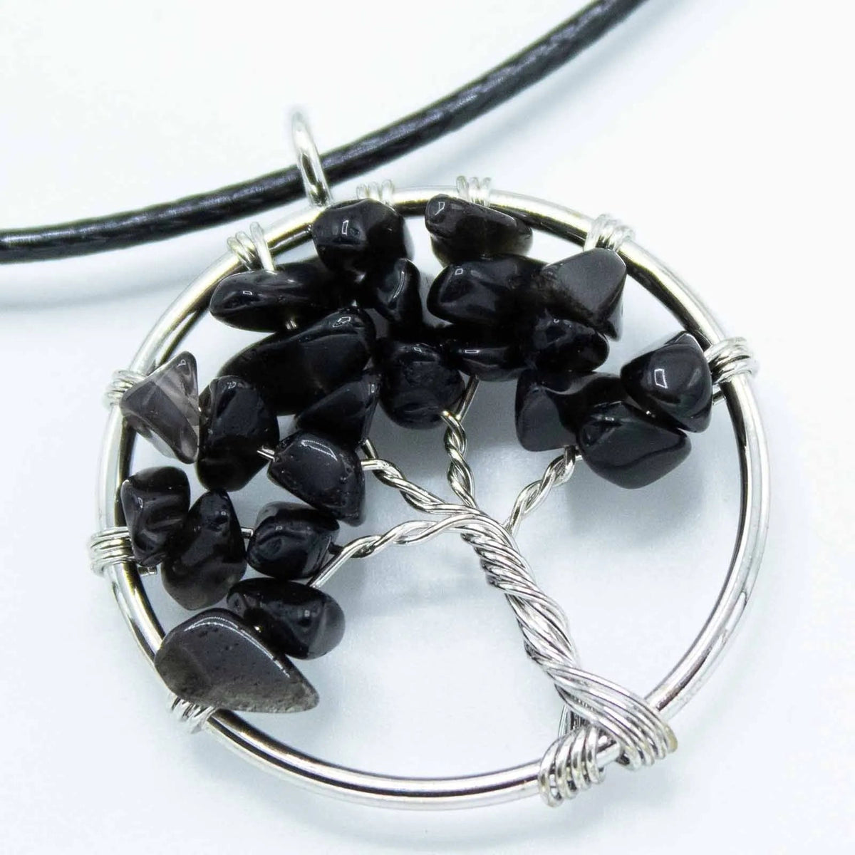 Black Agate Tree of Life Gemstone Necklace - Gemstone Necklace - SIXTH HOUSE