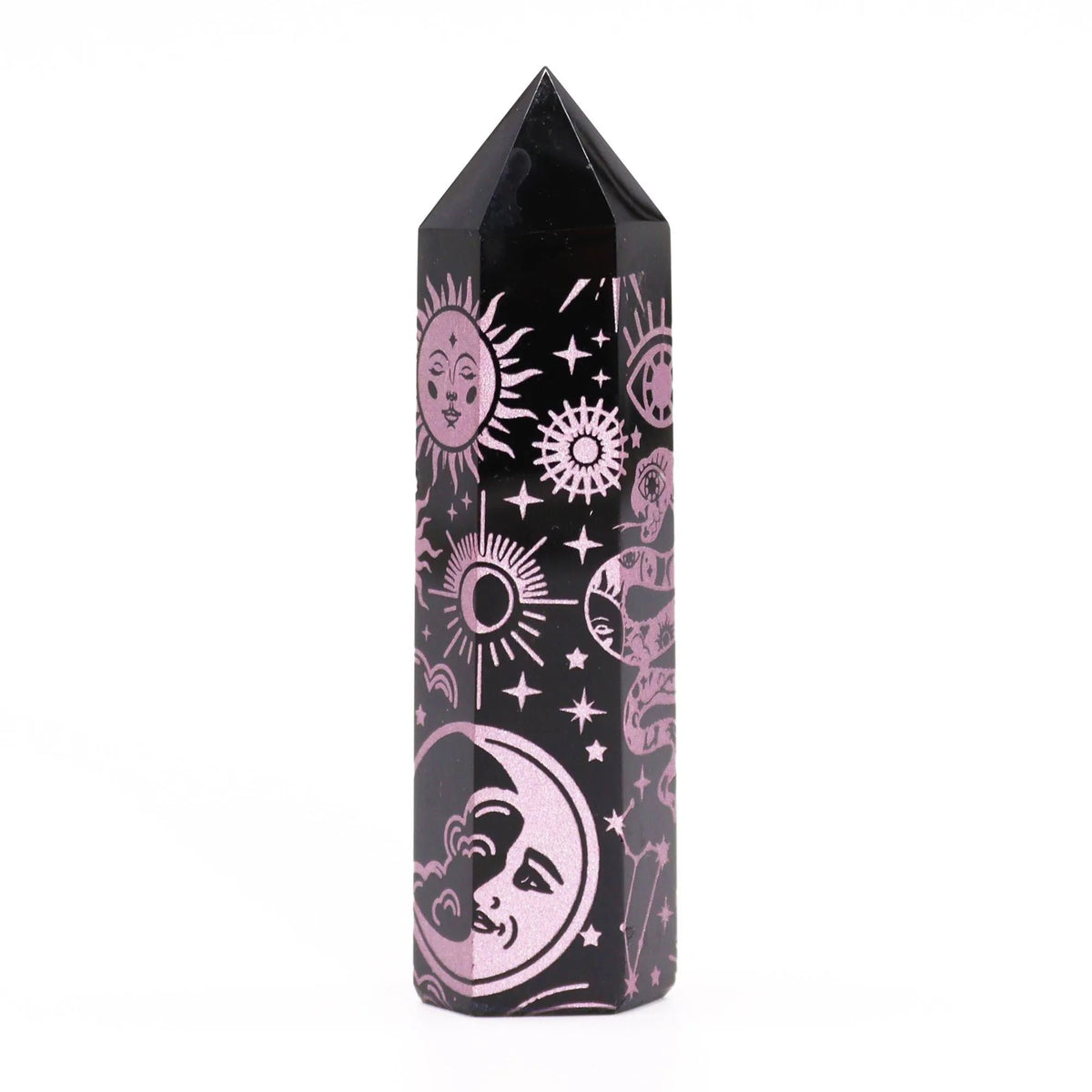 Black Obsidian Celestial Point — Rose Pink - Black Obsidian Points - SIXTH HOUSE