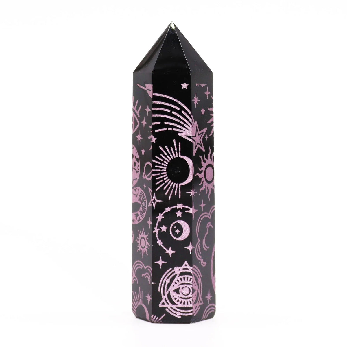 Black Obsidian Celestial Point — Rose Pink - Black Obsidian Points - SIXTH HOUSE