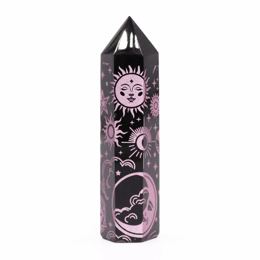 Black Obsidian Celestial Point — Rose Pink - Black Obsidian Points - SIXTH HOUSE
