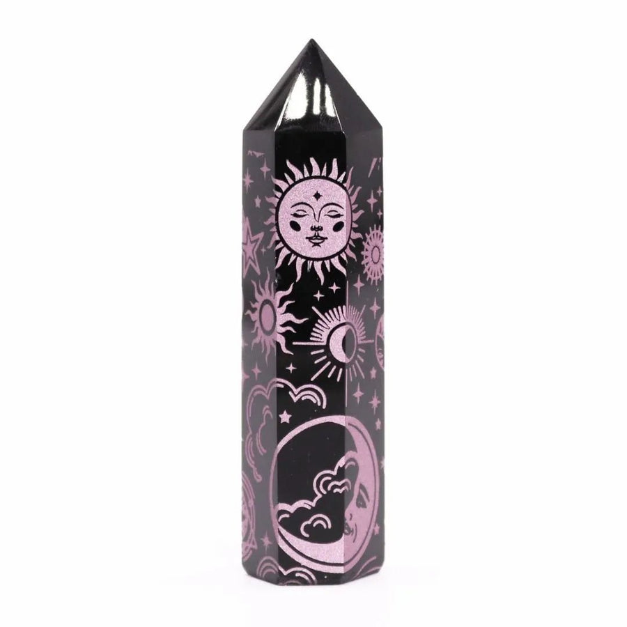 Black Obsidian Celestial Point — Rose Pink - Black Obsidian Points - SIXTH HOUSE
