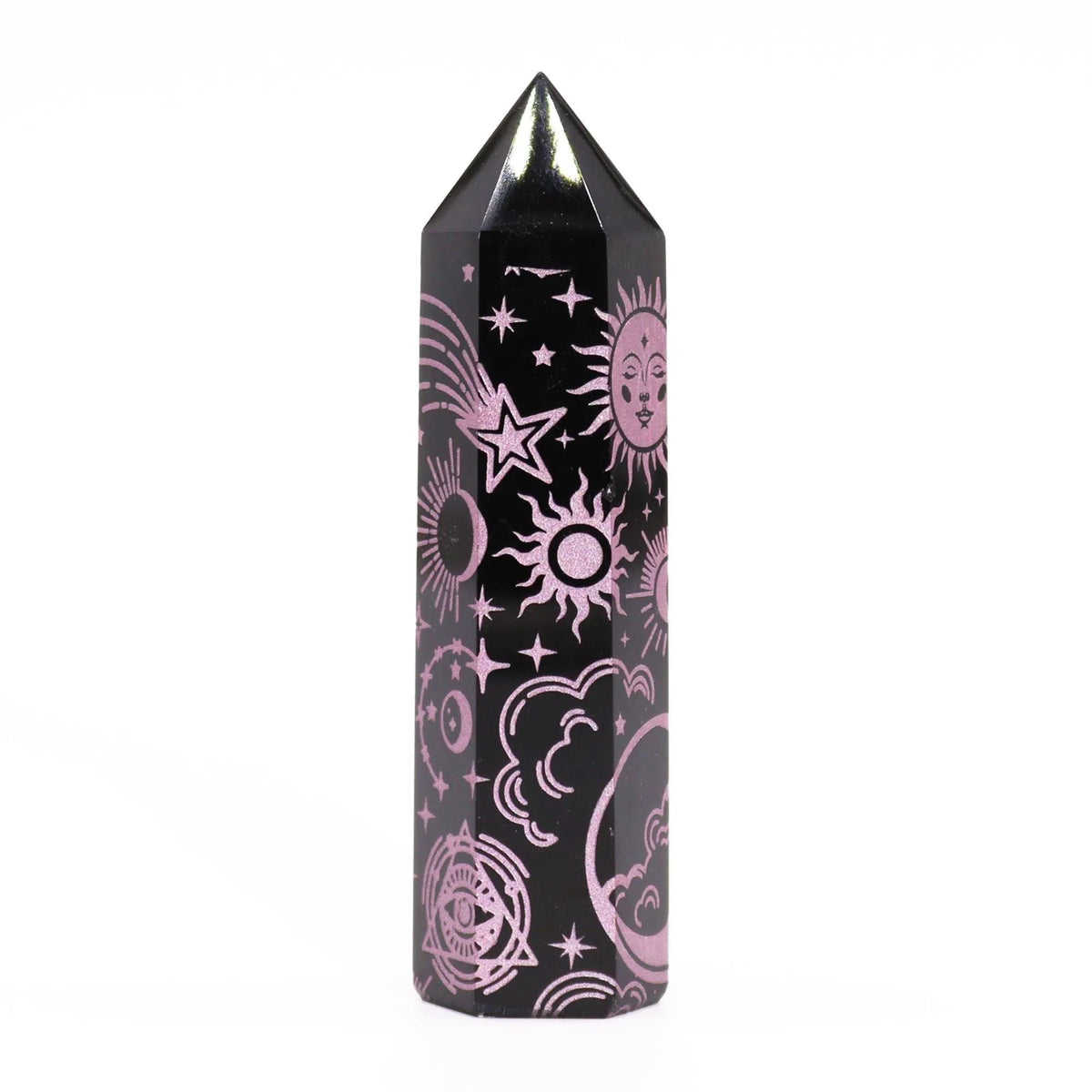Black Obsidian Celestial Point — Rose Pink - Black Obsidian Points - SIXTH HOUSE