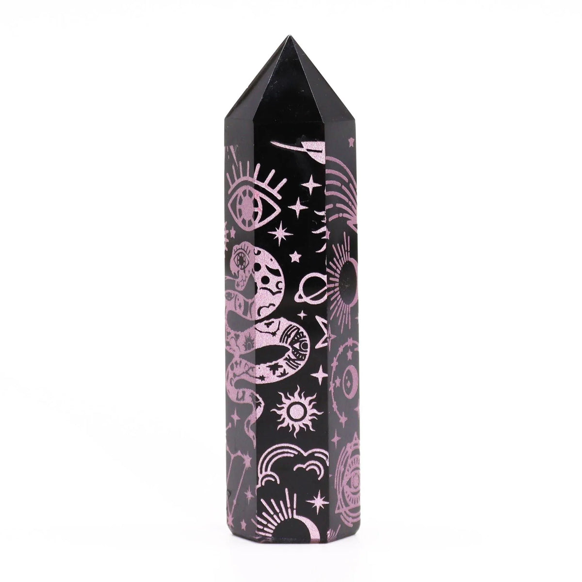 Black Obsidian Celestial Point — Rose Pink - Black Obsidian Points - SIXTH HOUSE