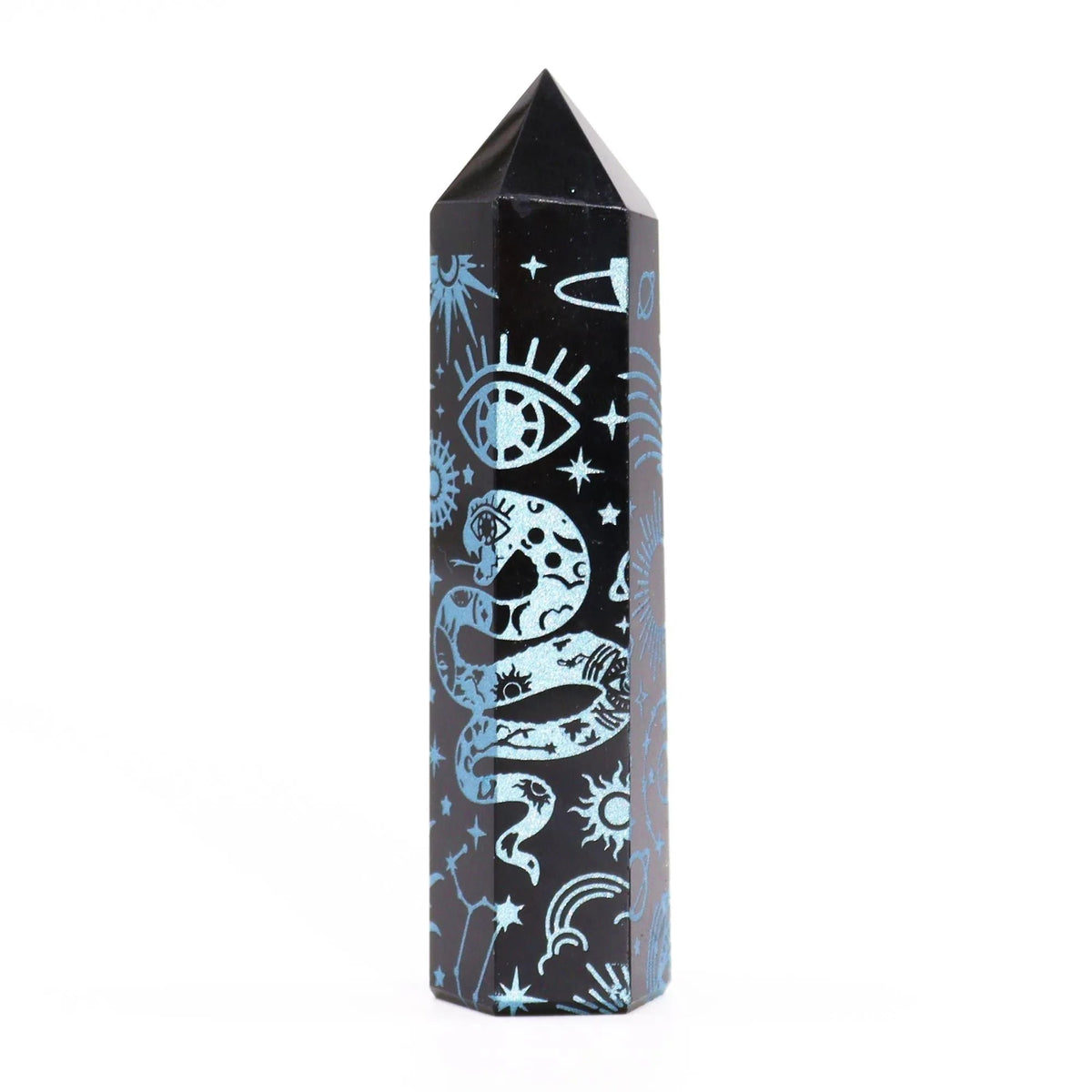 Black Obsidian Celestial Point — Sky Blue - Black Obsidian Points - SIXTH HOUSE