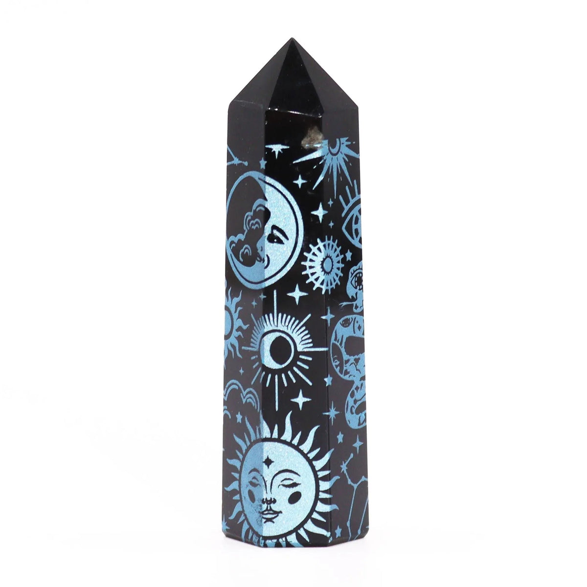 Black Obsidian Celestial Point — Sky Blue - Black Obsidian Points - SIXTH HOUSE