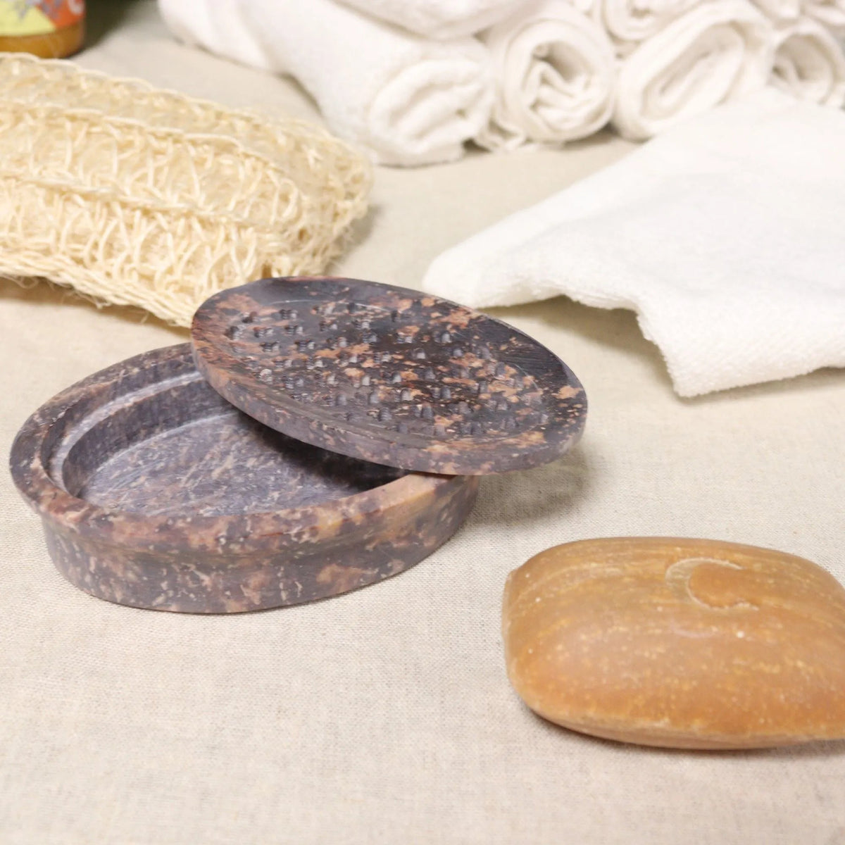 Classic Oval Soapstone Soap Dish & Drainer - Soap Dish - SIXTH HOUSE