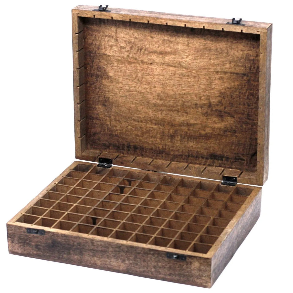 Floral Carved Mango Wood Oil Box – 80 Bottles - Essential Oil Storage Box - SIXTH HOUSE